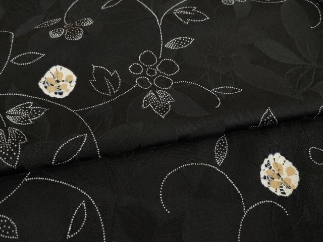 平和屋着物●上質な小紋 絞り 花唐草文 黒地 ますいわ屋扱い 正絹 逸品 未使用 AABB3821ck