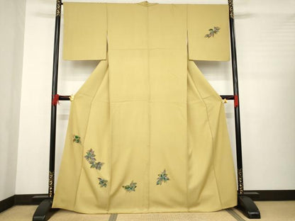 平和屋着物●訪問着　手描き　枝葉文　金彩　正絹　逸品　AABB3823ck