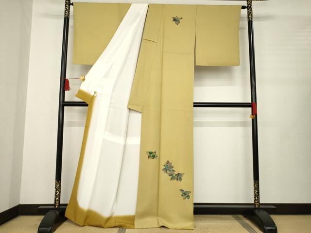 平和屋着物●訪問着　手描き　枝葉文　金彩　正絹　逸品　AABB3823ck