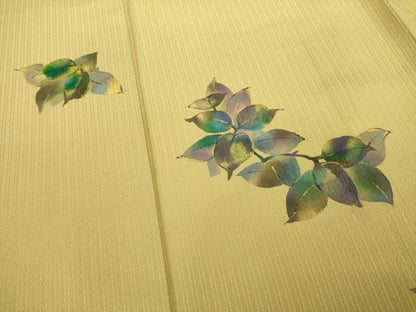 平和屋着物●訪問着　手描き　枝葉文　金彩　正絹　逸品　AABB3823ck