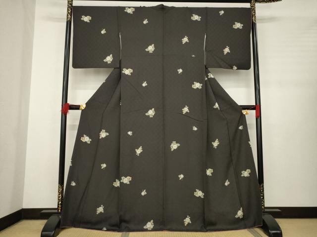 平和屋着物●上質な小紋　辻が花　舞花文　正絹　逸品　AABB3828ck