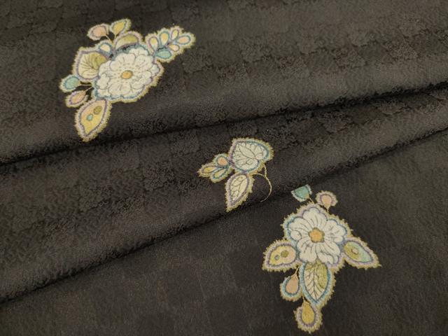 平和屋着物●上質な小紋　辻が花　舞花文　正絹　逸品　AABB3828ck
