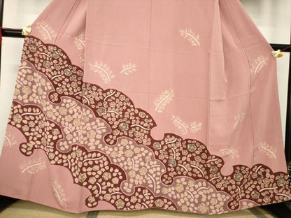 平和屋着物●訪問着　辻が花　絞り　雪輪花文　正絹　逸品　AABB3845ck