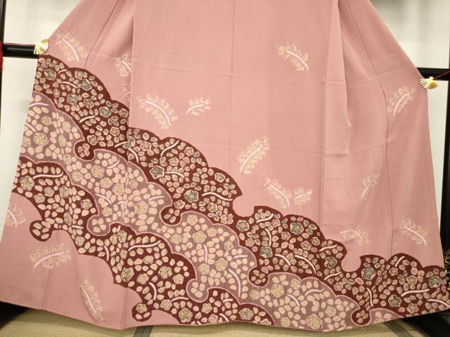 平和屋着物●訪問着　辻が花　絞り　雪輪花文　正絹　逸品　AABB3845ck