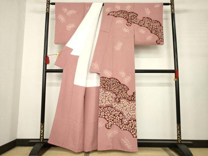 平和屋着物●訪問着　辻が花　絞り　雪輪花文　正絹　逸品　AABB3845ck