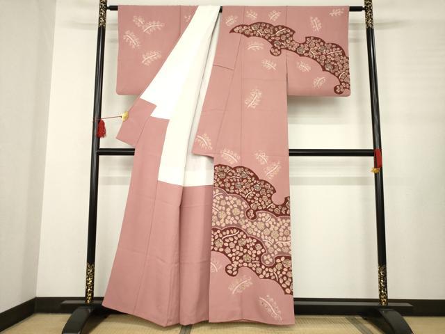平和屋着物●訪問着　辻が花　絞り　雪輪花文　正絹　逸品　AABB3845ck