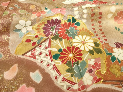 平和屋着物●豪華振袖 駒刺繍 絞り 雪輪鴛鴦花文 金彩 正絹 逸品 未使用 AABB3860ck