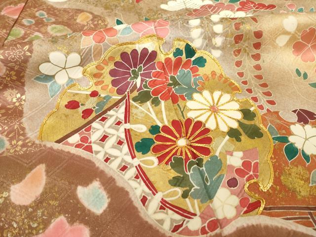 平和屋着物●豪華振袖 駒刺繍 絞り 雪輪鴛鴦花文 金彩 正絹 逸品 未使用 AABB3860ck