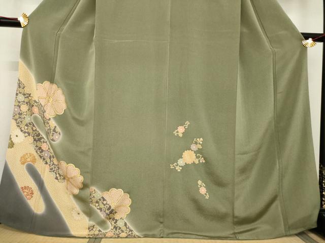 平和屋着物●訪問着　エ霞花文　暈し染め　金彩　鬼しぼ縮緬　正絹　逸品　AABB3866ck