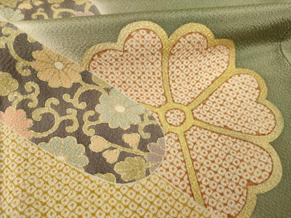 平和屋着物●訪問着　エ霞花文　暈し染め　金彩　鬼しぼ縮緬　正絹　逸品　AABB3866ck