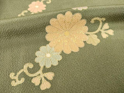平和屋着物●訪問着　エ霞花文　暈し染め　金彩　鬼しぼ縮緬　正絹　逸品　AABB3866ck