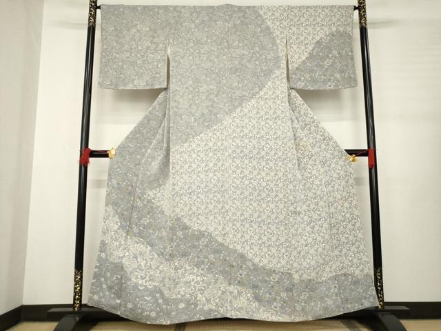 平和屋着物●訪問着　作家物　型染め　花蝶丸文　正絹　逸品　AABB3870ck
