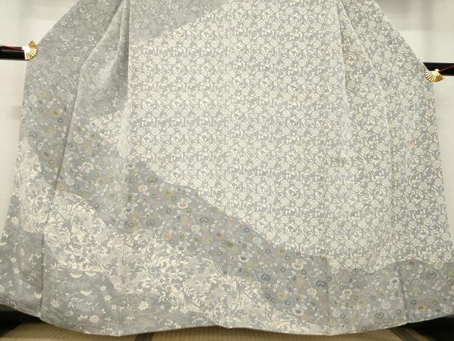 平和屋着物●訪問着　作家物　型染め　花蝶丸文　正絹　逸品　AABB3870ck