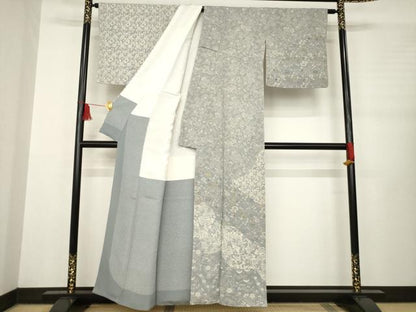 平和屋着物●訪問着　作家物　型染め　花蝶丸文　正絹　逸品　AABB3870ck