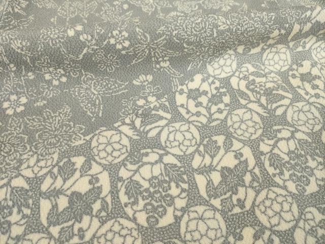平和屋着物●訪問着　作家物　型染め　花蝶丸文　正絹　逸品　AABB3870ck