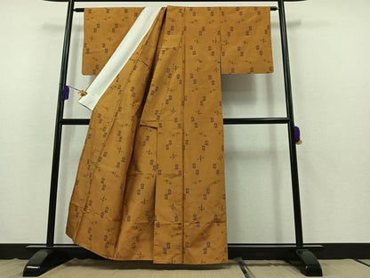 平和屋着物▽本場大島紬 単衣 琉球絣文様 正絹 逸品 AABB3881jh