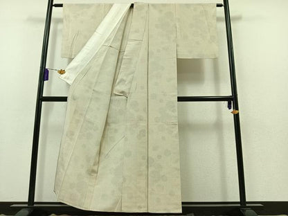平和屋着物▽本塩沢 単衣 110亀甲 蚊絣丸文 正絹 逸品 AABB3883jh