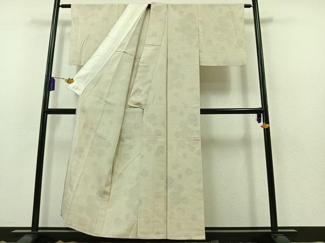平和屋着物▽本塩沢 単衣 110亀甲 蚊絣丸文 正絹 逸品 AABB3883jh