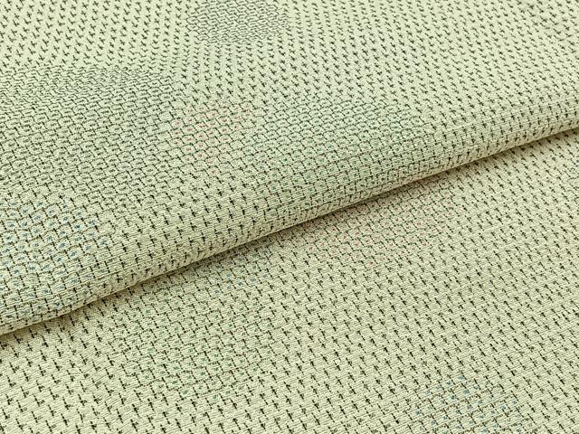 平和屋着物▽本塩沢 単衣 110亀甲 蚊絣丸文 正絹 逸品 AABB3883jh