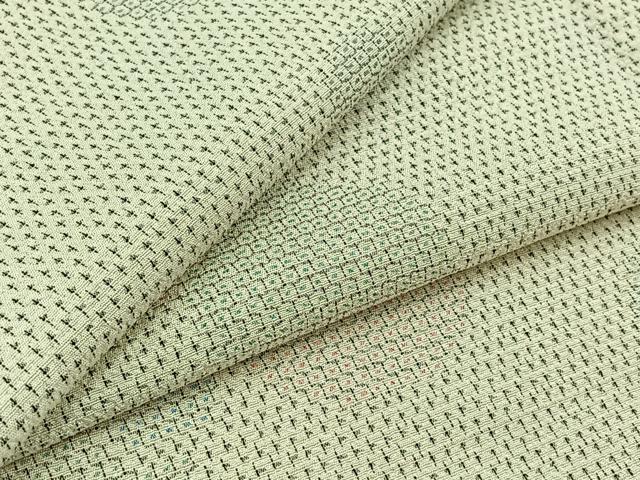 平和屋着物▽本塩沢 単衣 110亀甲 蚊絣丸文 正絹 逸品 AABB3883jh