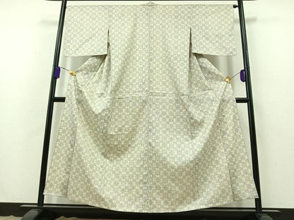 平和屋着物▽上質な紬 単衣 舞花文 正絹 逸品 AABB3884jh