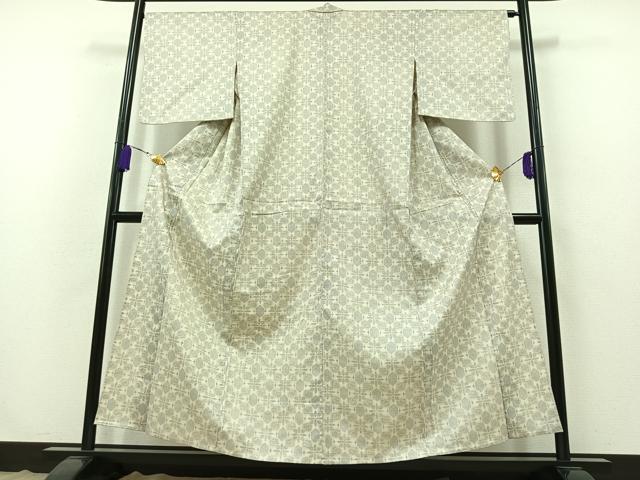 平和屋着物▽上質な紬 単衣 舞花文 正絹 逸品 AABB3884jh