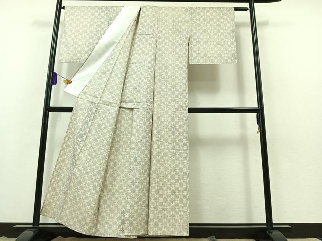 平和屋着物▽上質な紬 単衣 舞花文 正絹 逸品 AABB3884jh
