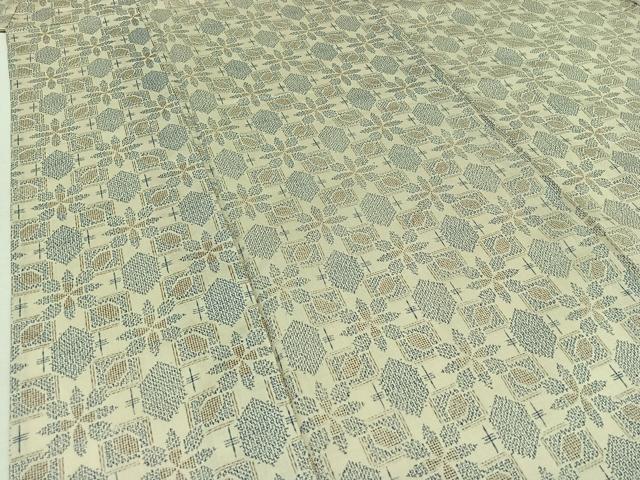 平和屋着物▽上質な紬 単衣 舞花文 正絹 逸品 AABB3884jh