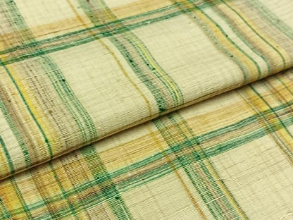 平和屋着物▽上質な紬 単衣 格子 正絹 逸品 AABB3885jh
