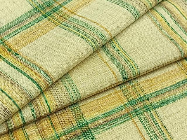 平和屋着物▽上質な紬 単衣 格子 正絹 逸品 AABB3885jh