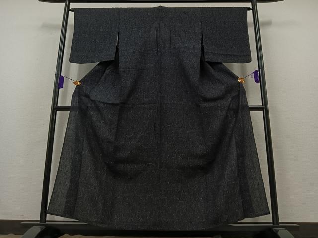 平和屋着物▽上質な紬　単衣　更紗花文　正絹　逸品　AABB3886jh