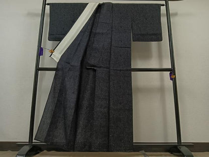 平和屋着物▽上質な紬　単衣　更紗花文　正絹　逸品　AABB3886jh
