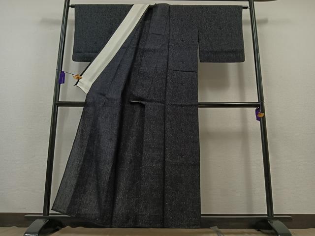 平和屋着物▽上質な紬　単衣　更紗花文　正絹　逸品　AABB3886jh