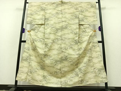 平和屋着物▽本塩沢 単衣 風景松文 正絹 逸品 AABB3888jh