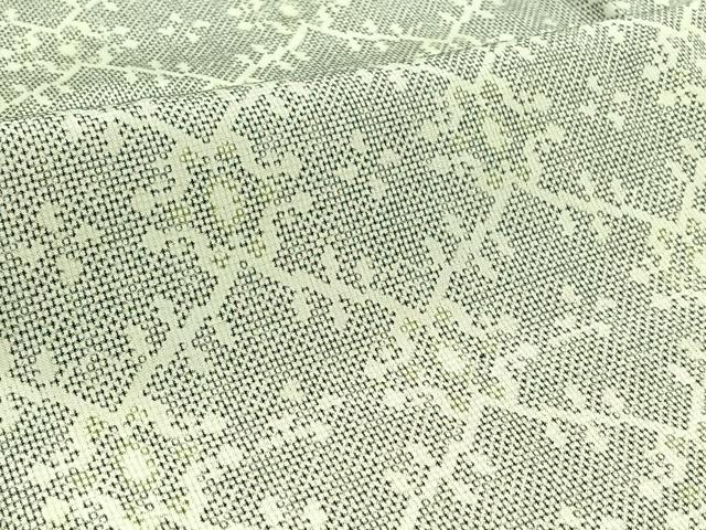 平和屋着物▽上質な紬　単衣　花菱文　正絹　逸品　AABB3889jh