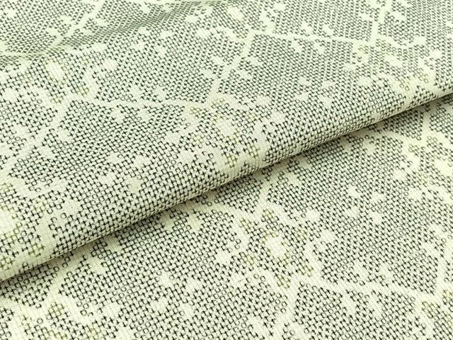平和屋着物▽上質な紬　単衣　花菱文　正絹　逸品　AABB3889jh