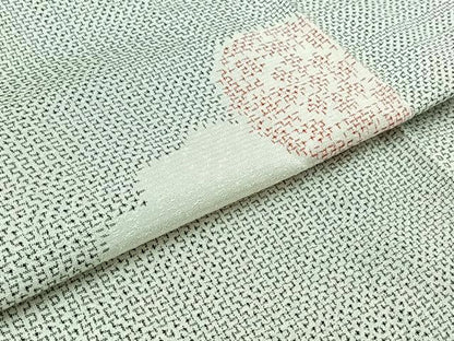 平和屋着物▽上質な紬 単衣 雲取り花文 正絹 逸品 AABB3895jh