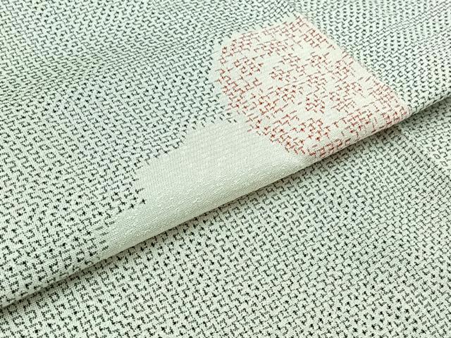 平和屋着物▽上質な紬 単衣 雲取り花文 正絹 逸品 AABB3895jh