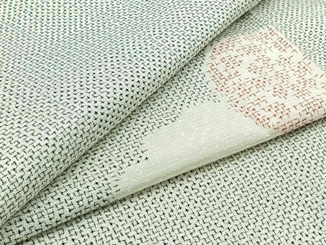 平和屋着物▽上質な紬 単衣 雲取り花文 正絹 逸品 AABB3895jh