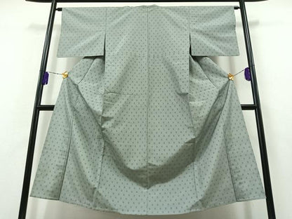 平和屋着物▽上質な紬 単衣 絣文様 正絹 逸品 AABB3899jh