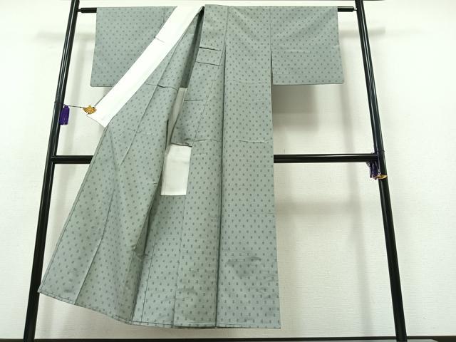 平和屋着物▽上質な紬 単衣 絣文様 正絹 逸品 AABB3899jh