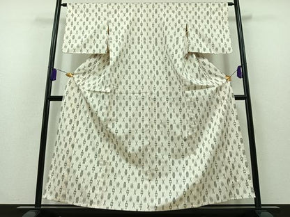 平和屋着物▽上質な紬 単衣 琉球絣文様 正絹 逸品 AABB3900jh
