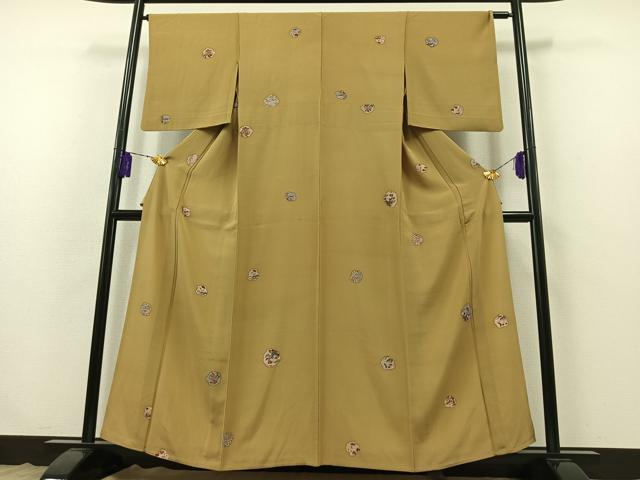 平和屋着物▽上質な小紋 単衣 草花文 正絹 逸品 AABB3902jh