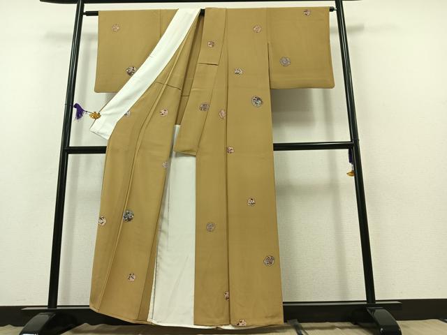 平和屋着物▽上質な小紋 単衣 草花文 正絹 逸品 AABB3902jh