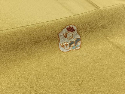 平和屋着物▽上質な小紋 単衣 草花文 正絹 逸品 AABB3902jh