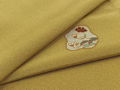 平和屋着物▽上質な小紋 単衣 草花文 正絹 逸品 AABB3902jh