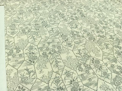 平和屋着物▽上質な紬 単衣 亀甲花文 正絹 逸品 AABB3904jh