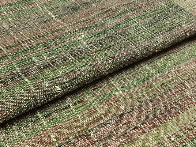平和屋着物▽上質な紬 単衣 横段文 正絹 逸品 AABB3906jh
