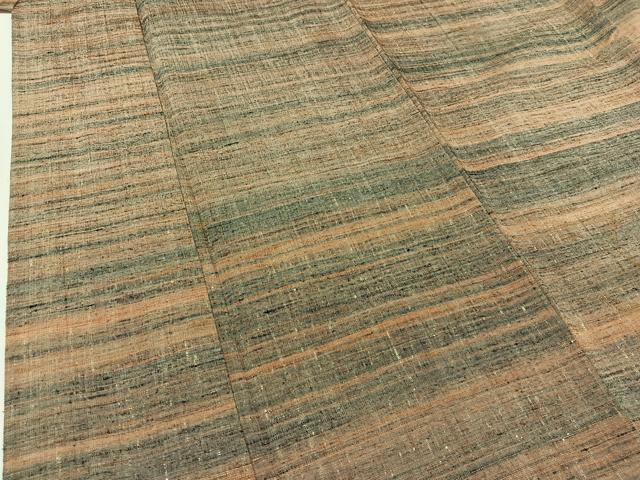 平和屋着物▽上質な紬 単衣 横段文 正絹 逸品 AABB3907jh