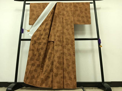 平和屋着物▽上質な紬 単衣 流水文 正絹 逸品 未使用 AABB3908jh